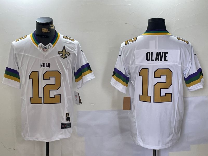 Men New Orleans Saints #12 Olave White Three generations 2024 Nike Vapor Limited NFL Jersey style 3->new orleans saints->NFL Jersey